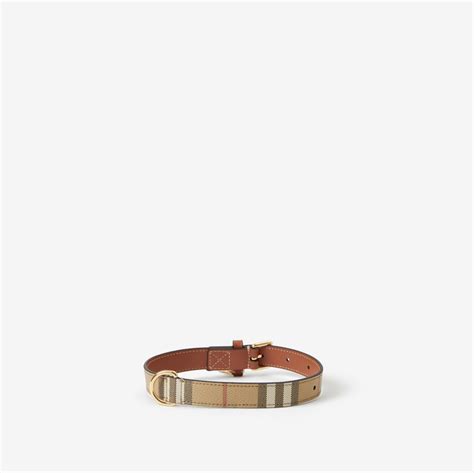 Medium Check Dog Collar in Archive beige/briar .